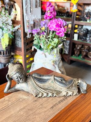 Hand Carved Wooden Reclining Buddha