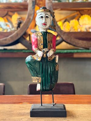 Hand Carved Wooden Burmese Musician (small drum)