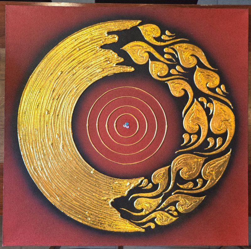 “Thai Gold Mandala” Acrylic Painting on Canvas