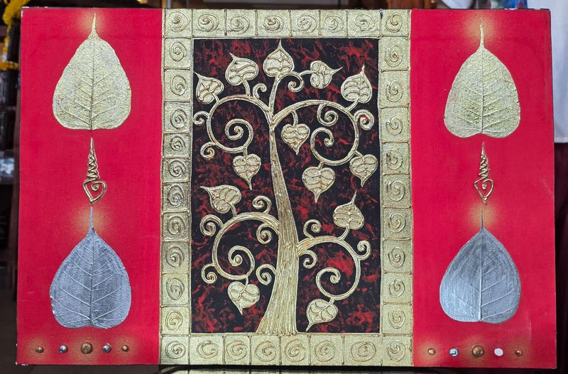 &quot;Elegant Gold Bodhi Tree Art&quot; Acrylic on canvas painting