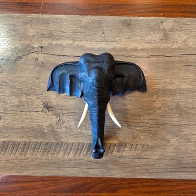 Hand-Carved Elephant Wall Décor - 24 cm