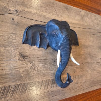 Hand-Carved Elephant Wall Décor - 24 cm