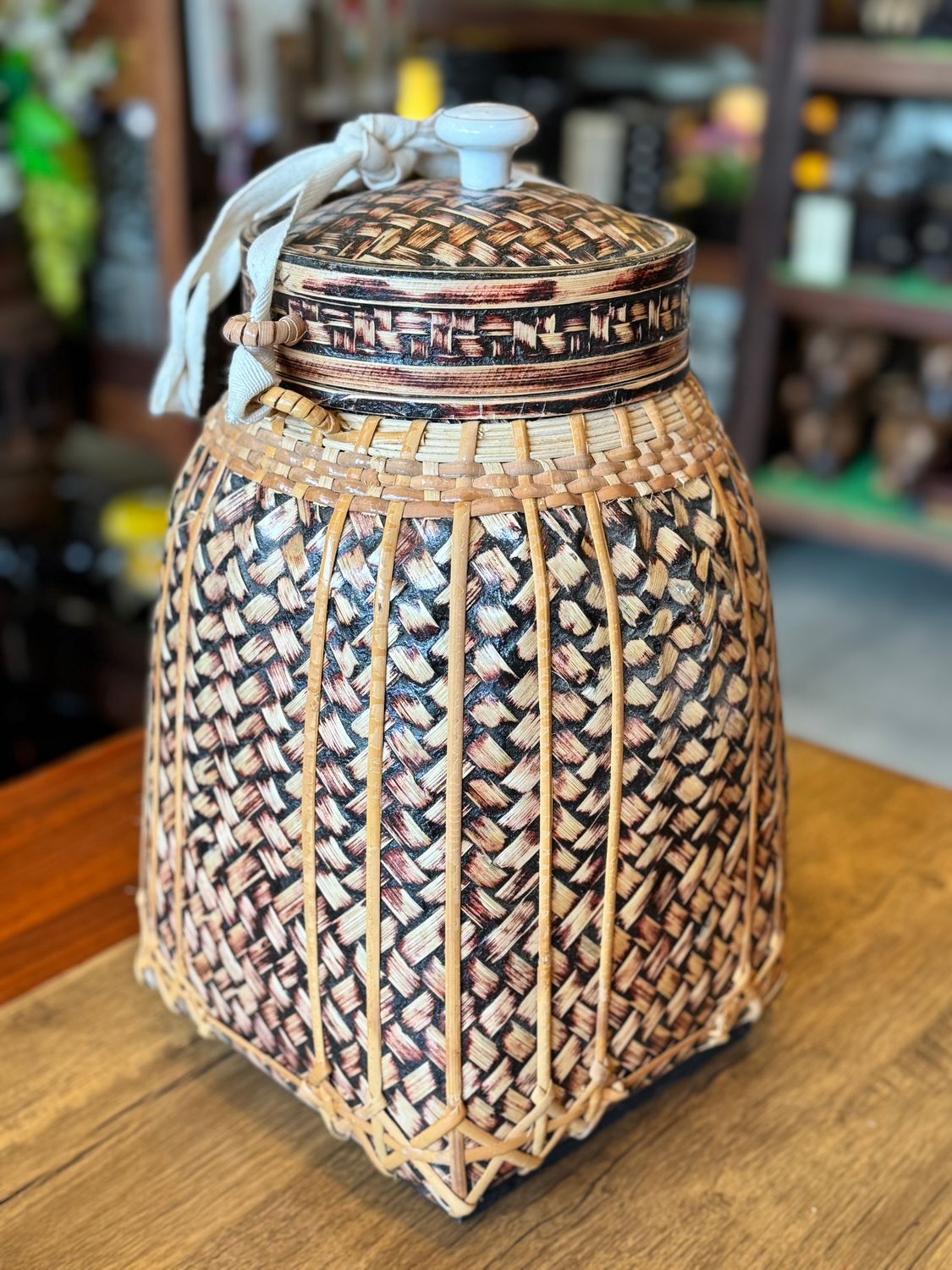 Handmade Spun Bamboo Basket