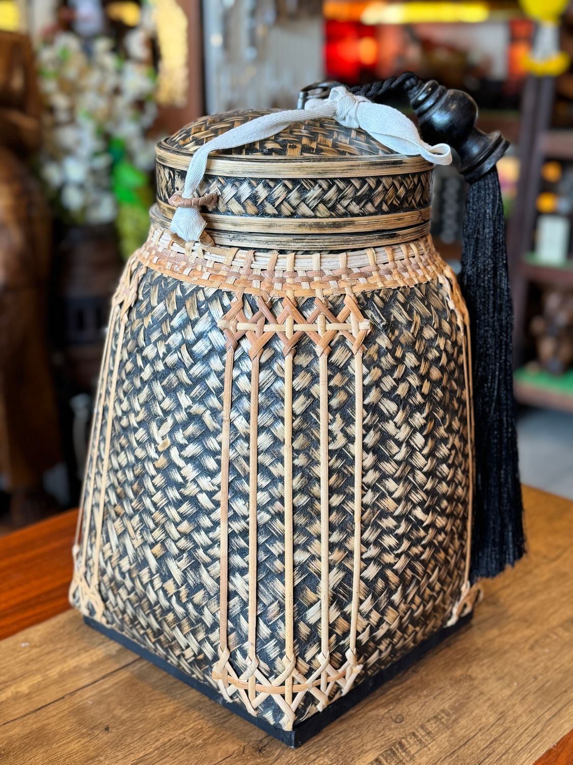 Handmade Spun Bamboo Basket