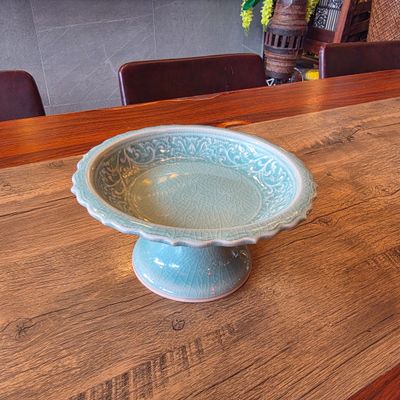 Handmade Celadon High Tray 18.5cm