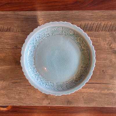 Handmade Celadon High Tray 25cm