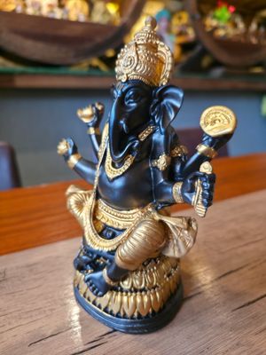 Ganesha gold painted resin statue 18cm