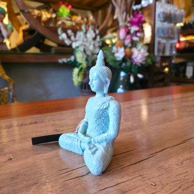 Green resin Buddha Meditation Posture - 14cm