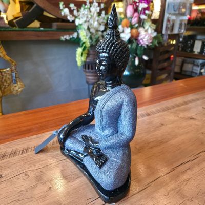Resin Buddha with Glittered Robe 33 cm-Victory over Mara Posture