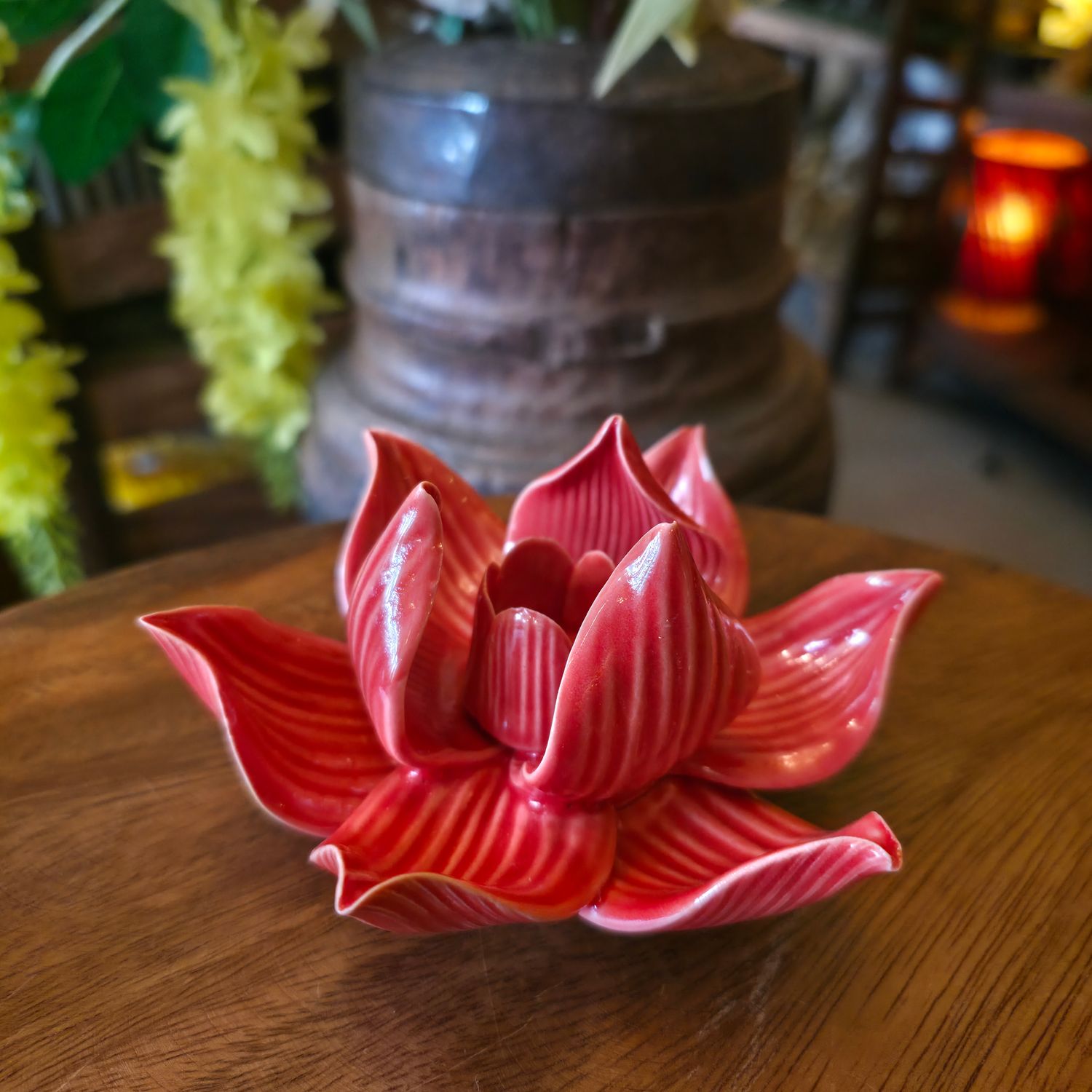 Ceramic Lotus Incense Holder - Red
