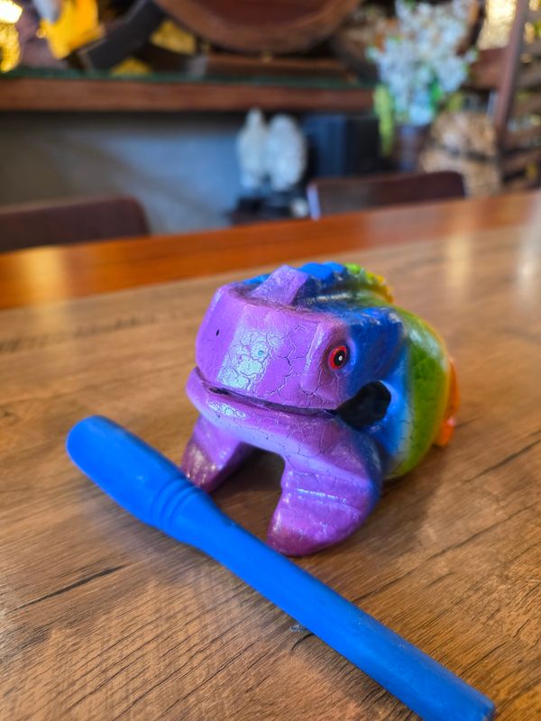 Wooden Guiro - Rainbow Frog 5"