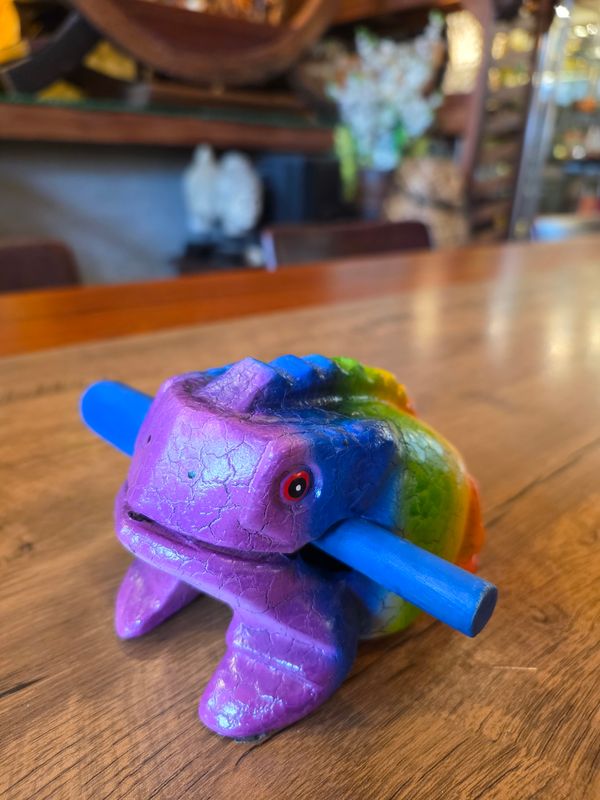 Wooden Guiro - Rainbow Frog 5"