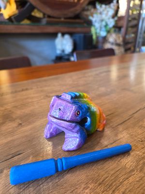 Wooden Guiro - Rainbow Frog 3"