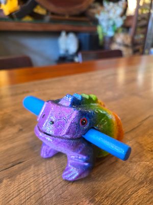 Wooden Guiro - Rainbow Frog 4"