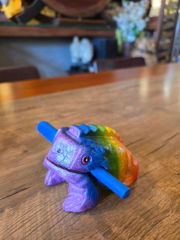 Wooden Guiro - Rainbow Frog 3"