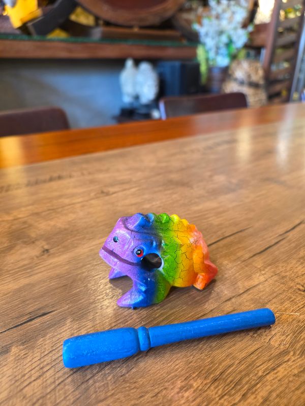 Wooden Guiro - Rainbow Frog 2"