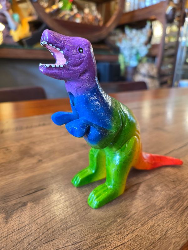 Wooden Whistle - Rainbow T-Rex