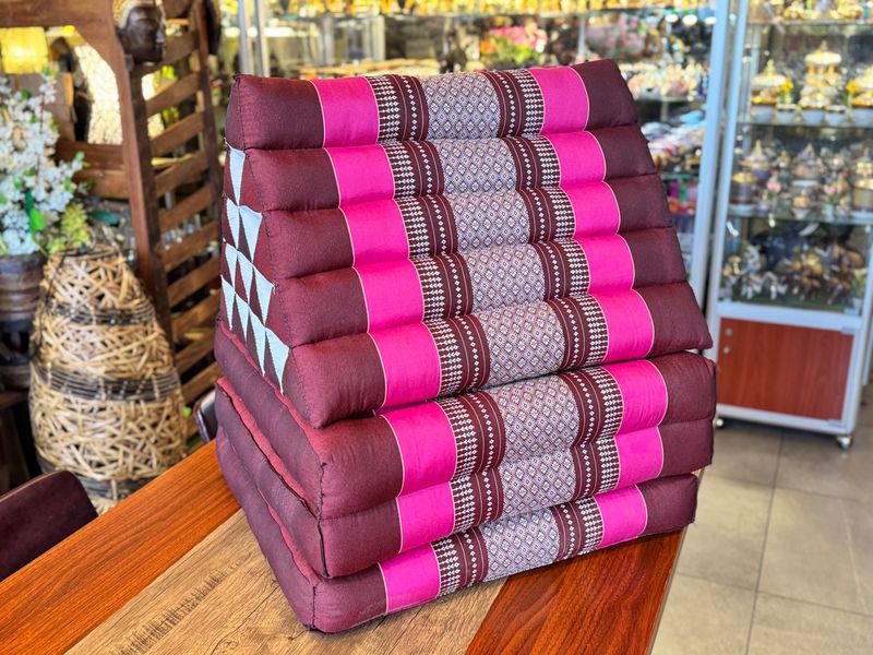 Traditional Thai Triangle Cushion ( 3-Fold ) - Maroon