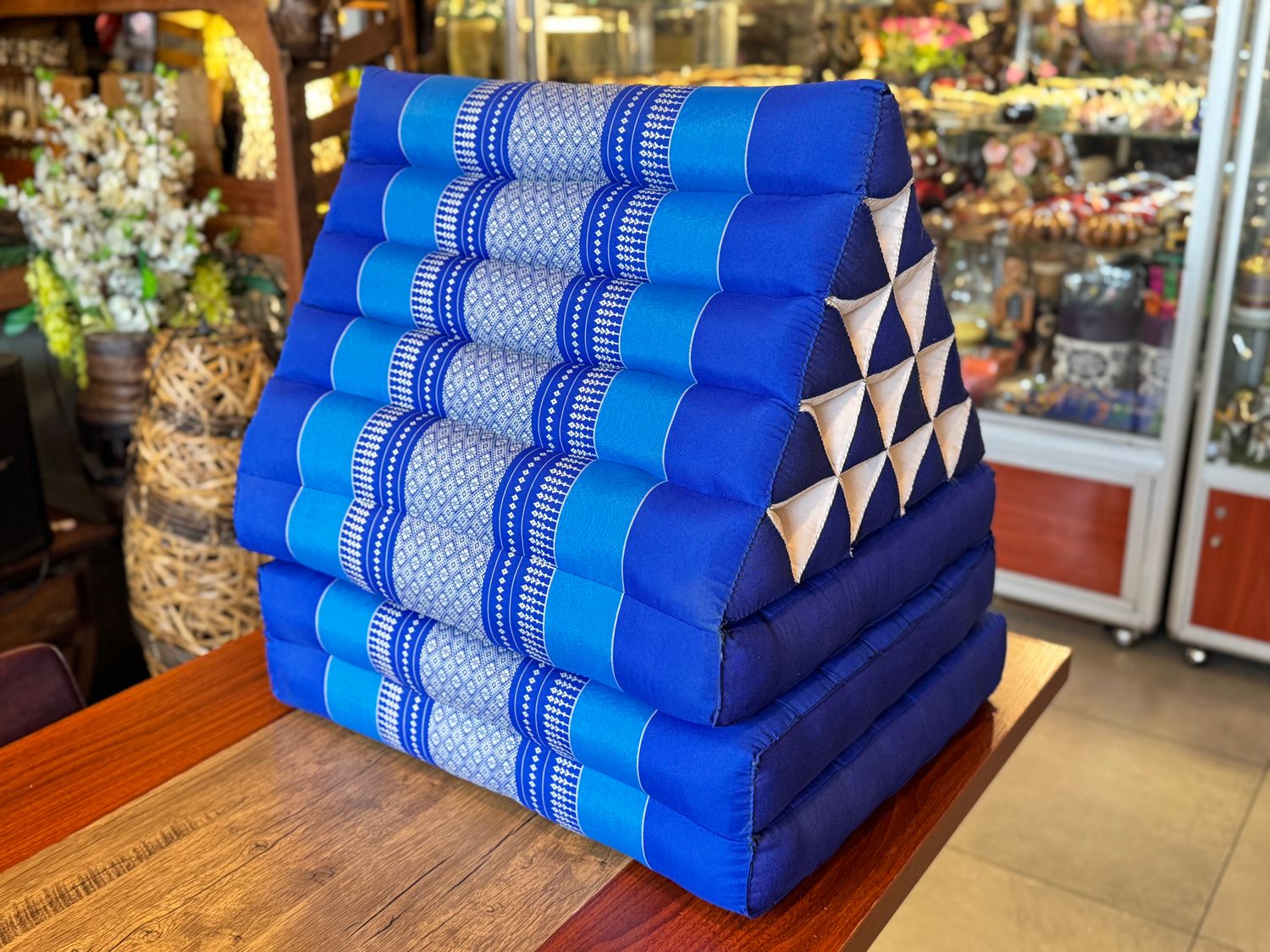 Traditional Thai Triangle Cushion ( 3-Fold ) - Navy Blue