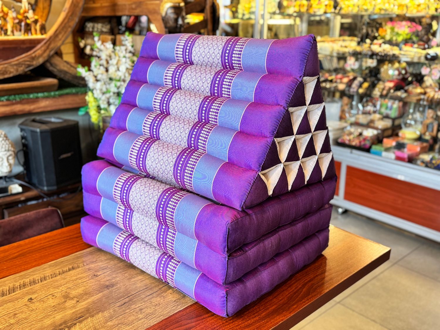 Traditional Thai Triangle Cushion ( 3-Fold ) - Purple