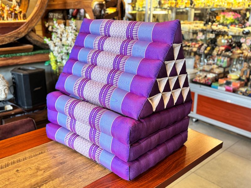 Traditional Thai Triangle Cushion ( 3-Fold ) - Purple