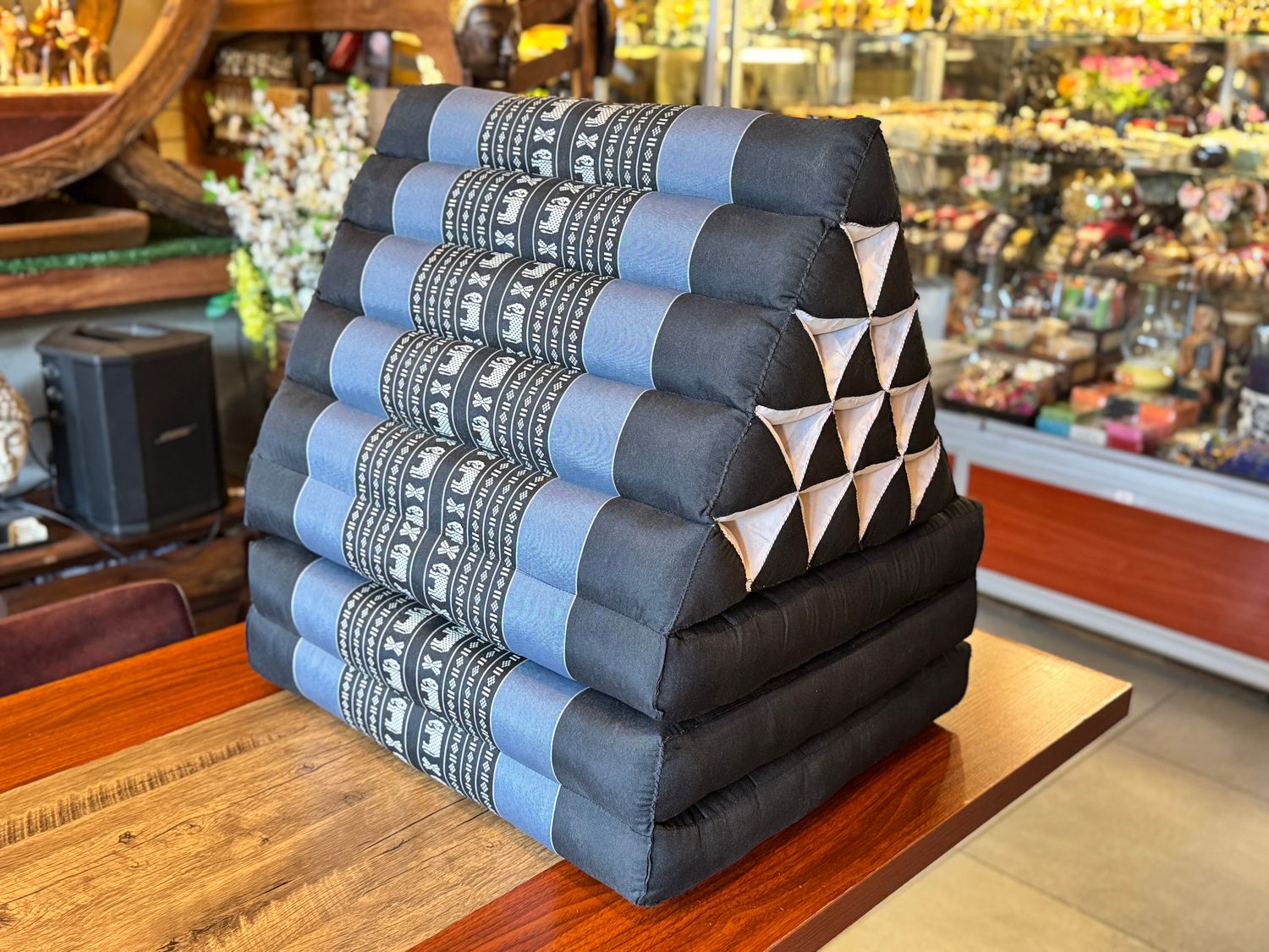 Traditional Thai Triangle Cushion ( 3-Fold ) - Charcoal