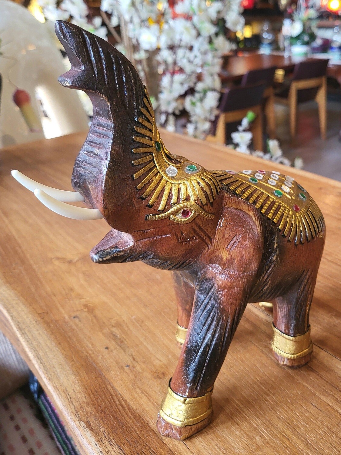 Hand carved wooden elephant - XLarge