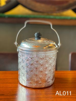 Aluminum Loop Handle Pot - Medium - Flower Engraved