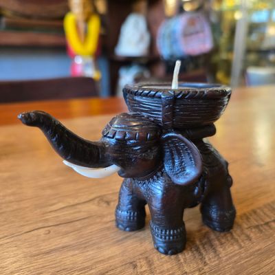 Resin Tea light Candle Holder, Elephant carrying a basket