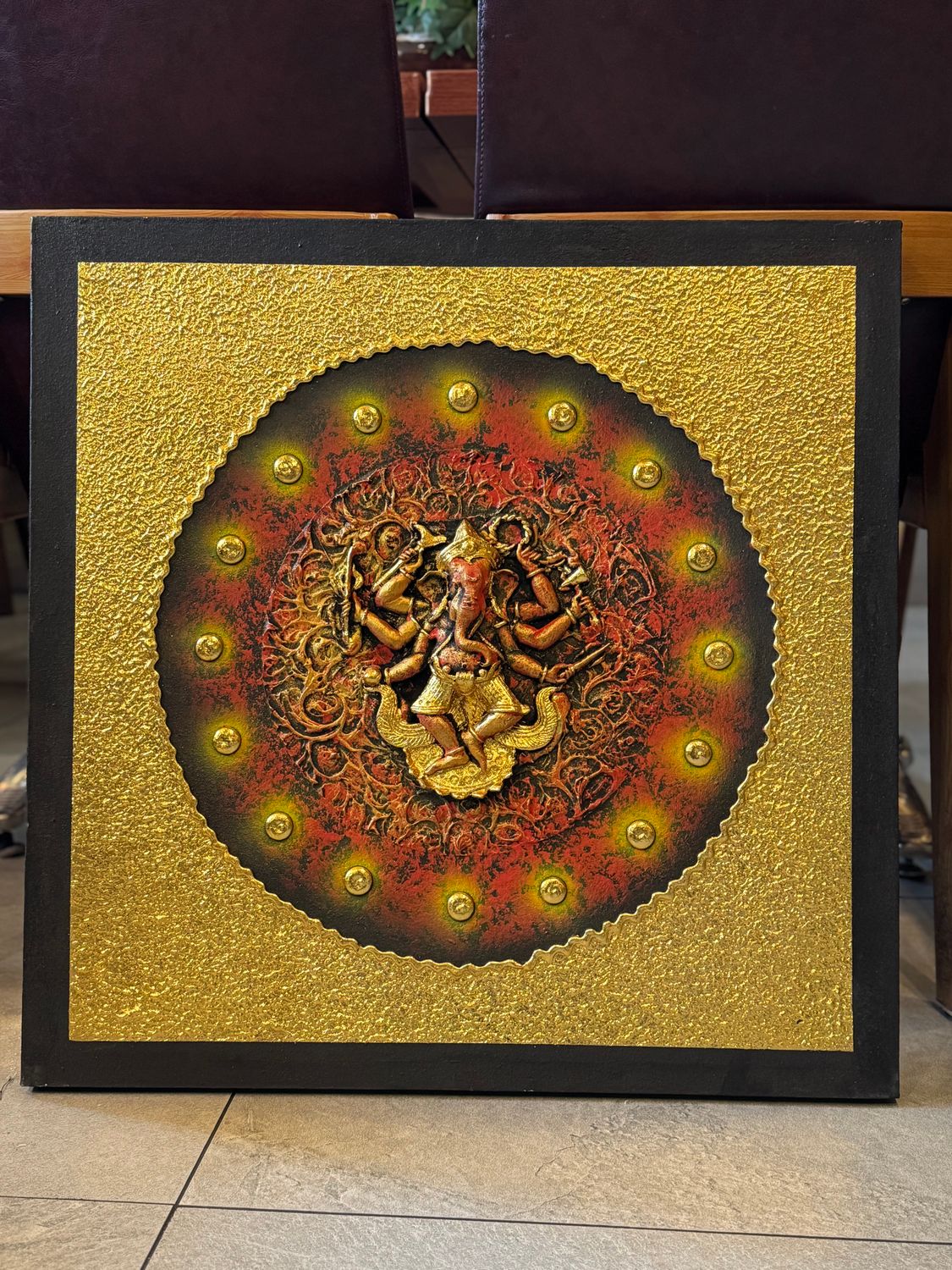 Lord Ganesh, 3D Acrylic Painting on Canvas S