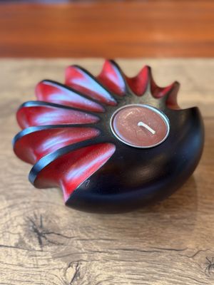 Hand Carved Wooden Tea Light Candle Holder (C)
