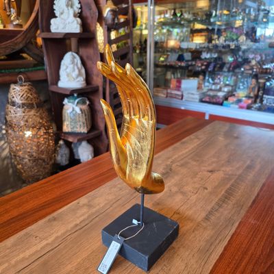Wooden Buddha Gold Blessing Hand 33cm