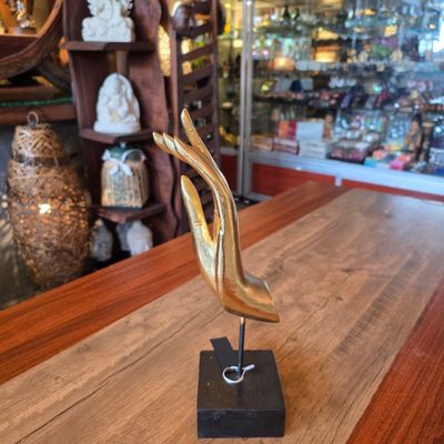 Wooden Buddha Gold Blessing Hand 23cm