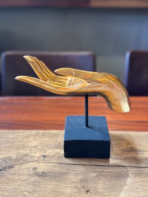 Wooden Buddha Gold Giving Hand 19cm