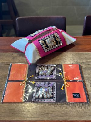 Thai Silk Tissue Box Cover (Orange&amp;Brown)