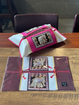 Thai Silk Tissue Box Cover (Dark Red)