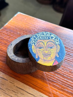 Hand Painted Wooden Buddha Box - Blue