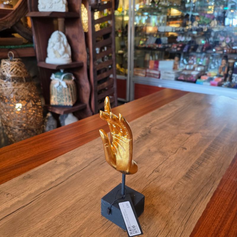 Wooden Buddha Gold Blessing Hand 15cm