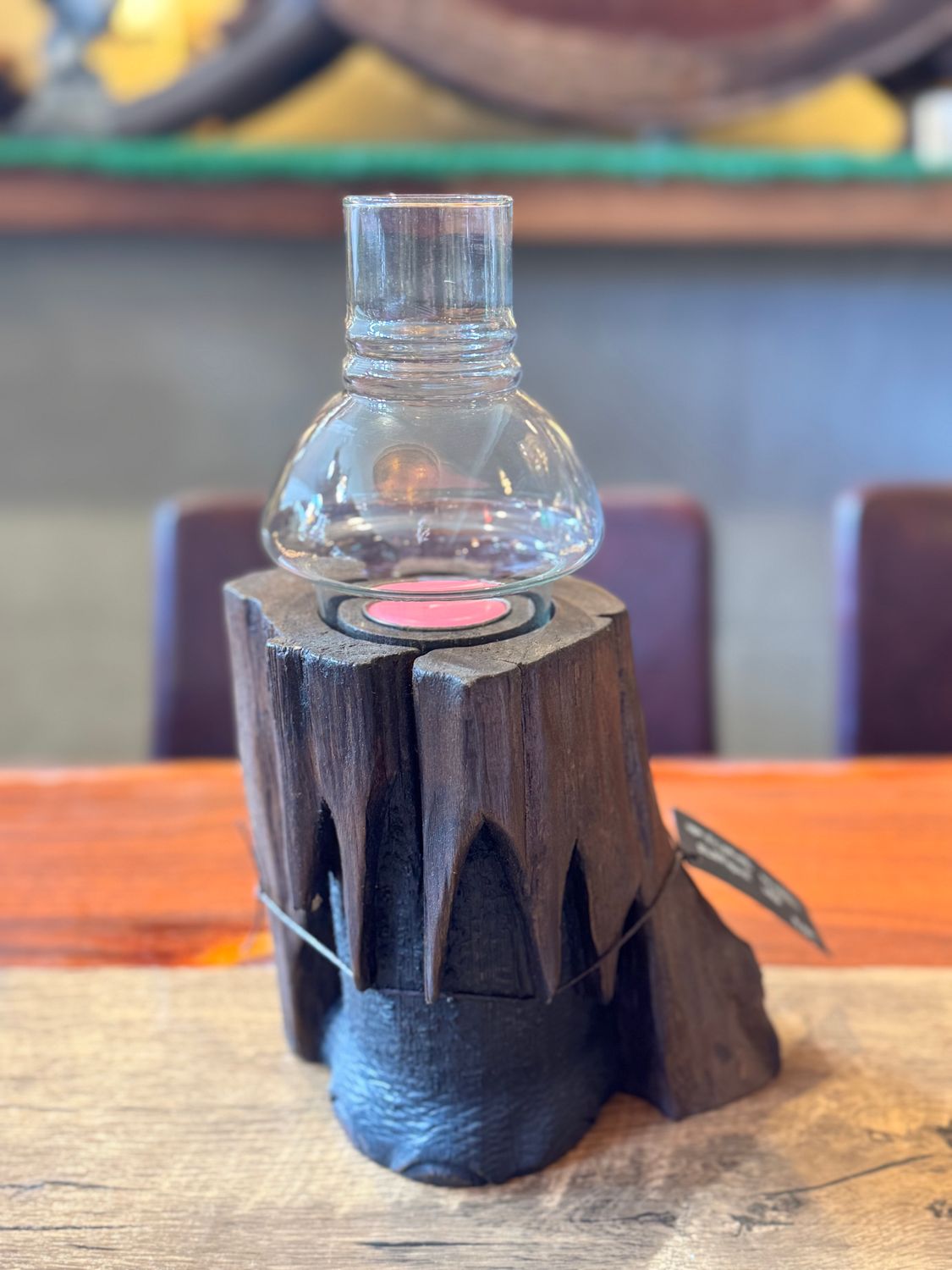 Wooden Elephant Leg Tea Light Candle Holder (A)