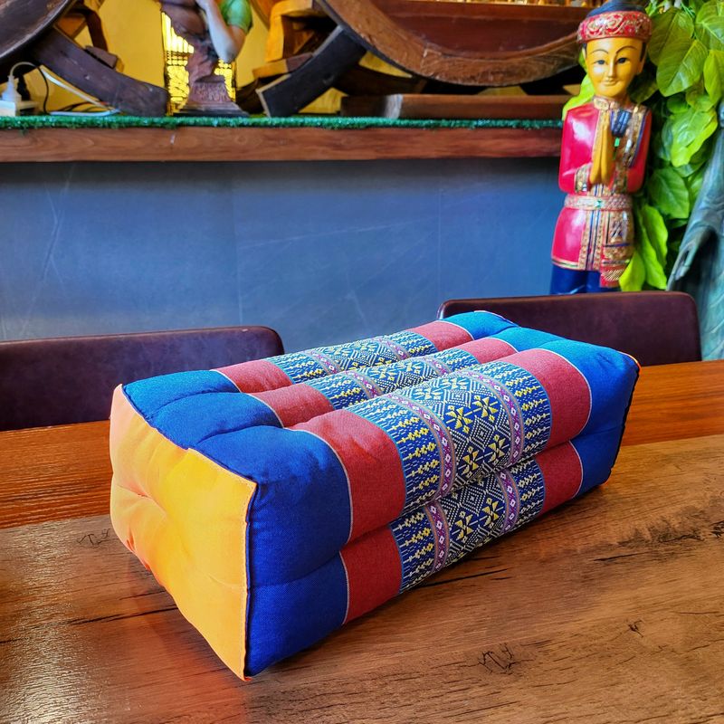 Traditional Thai Rectangular Pillow - Blue&amp;Orange