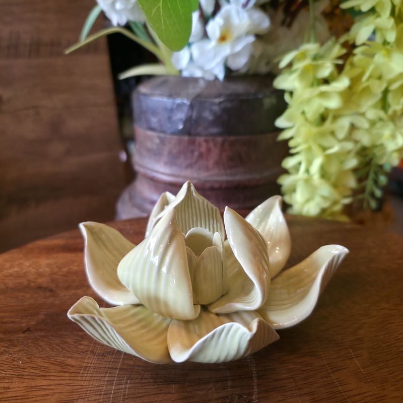 Ceramic Lotus Incense Holder - Yellow