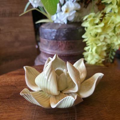 Ceramic Lotus Incense Holder - Yellow
