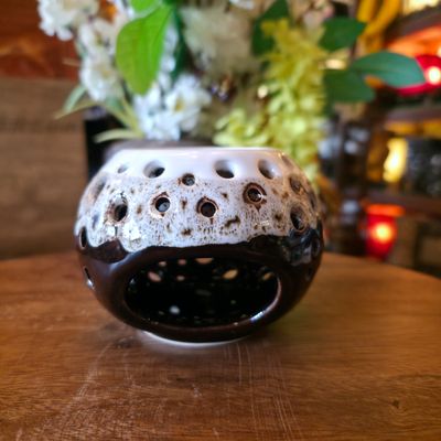 Ceramic Aroma Oil Burner - Cappuccino/Round shaped