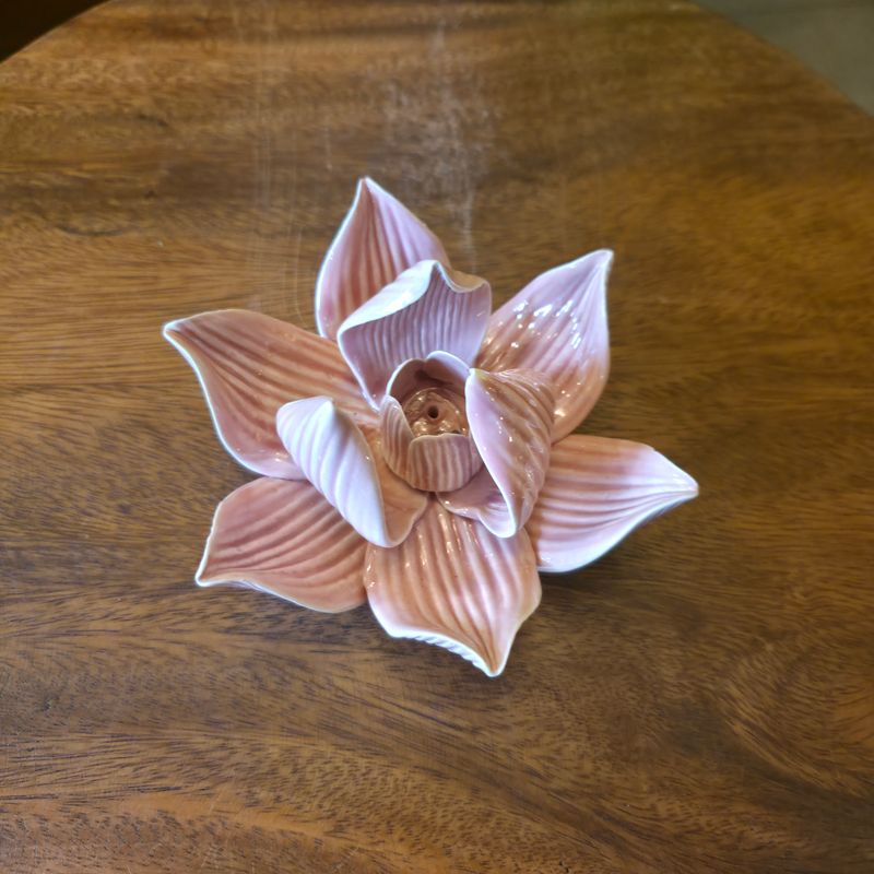 Ceramic Lotus Incense Holder - Pink