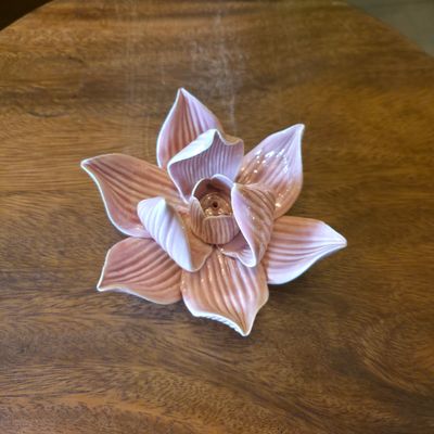 Ceramic Lotus Incense Holder - Pink