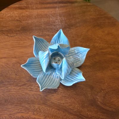 Ceramic Lotus Incense Holder - Blue