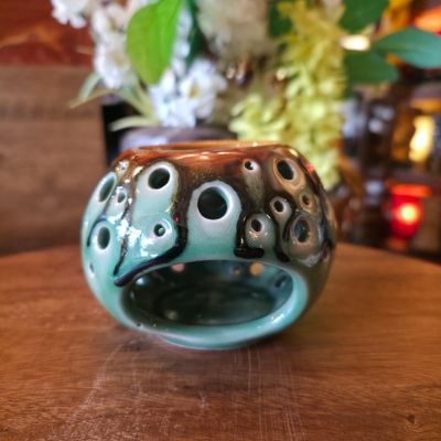 Ceramic Aroma Oil Burner - Green/Round shaped