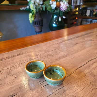 Handmade ceramic Tea Set - Green/Brown
