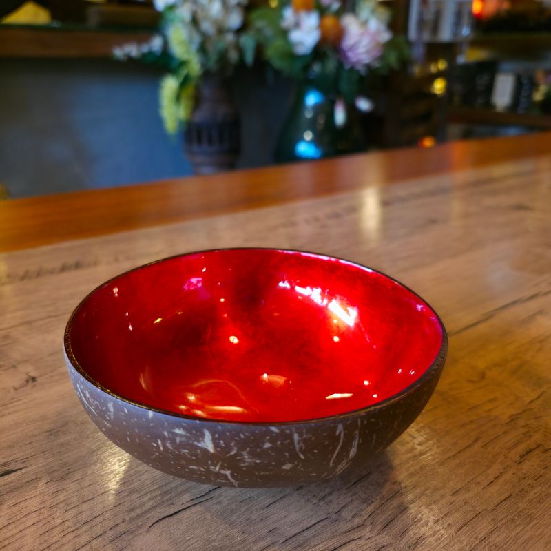 Glazed coconut shell - Red