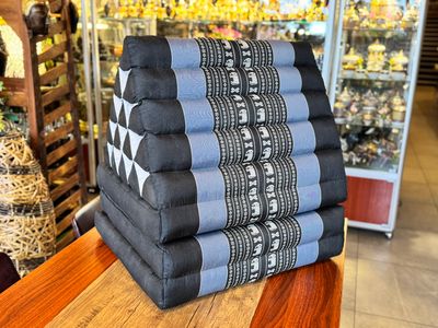 Traditional Thai Triangle Cushion ( 3-Fold ) - Charcoal